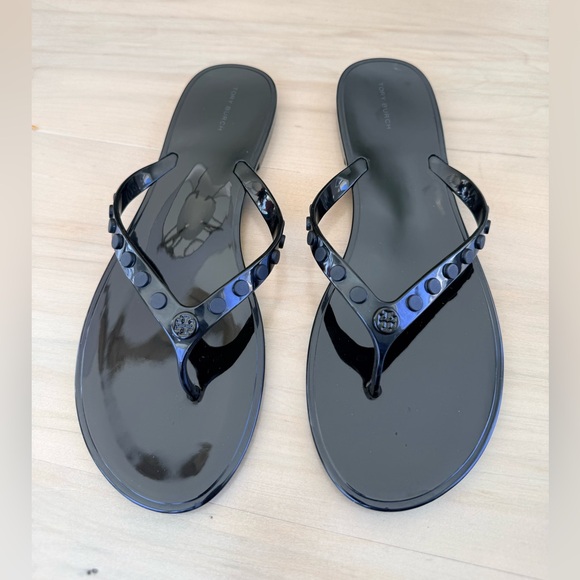 Tory Burch Black Studded Jelly Sandals - Size 11M 🏖️⛵️☀️ - Picture 2 of 7
